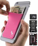Gecko Phone Wallet Stick on Pink - Phone Wallet Stick on White Logo - Cellphone Accessories Samsung Phone - Wallet case Phone - Card Holder Pink - Phone Card Holder White Gecko - Pink/White