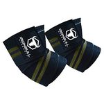 Elbow Wraps (1 Pair) - 40" Elastic Elbow Support & Compression - for Weightlifting, Powerlifting, Fitness, Cross Training & Gym Workout - Elbow Straps for Weight Lifting (Black/Green)