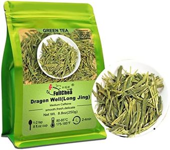 FullChea - Longjing Tea - Dragonwell Tea - Chinese Green Tea Loose Leaf - Toasty Bean Aromatic - Lung Ching Dragon Well (8.8oz / 250g)