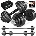 Amonax 30kg Cast Iron Adjustable Dumbbells Weight Set, Barbell Set Men Women, Strength Training Equipment Home Gym Fitness, Dumbell Pair Hand Weight, Bar Bells Free Weights for Weight Lifting