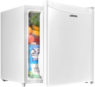 Upstreman 46L Mini Frigo avec Congélateur, Thermostat Réglable, Économie d'Énergie, Silencieux, Frigo Top avec une Porte Réversible, Mini bar pour Chambre, Bureau, Hôtel,Blanc-FR17