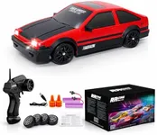 Remote Control Car RC Drift 2.4GHz 1:24 Scale 4WD 15KM/H High Speed Model Vehicle with LED Lights Drifting Tire Racing Sport Toy for Adults Boys Girls Kids Gift 2Pcs Rechargeable Batteries