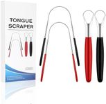 Tongue Cleaner Scraper Set（4 PCS）, Tongue Scrapers for Adults Kids, Easy to Use and Clean, Help Fight Bad Breath Portable tongue scraper Stainless Steel Tongue Cleaners Set with Travel Case