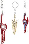 MANYEER 3 Pcs Keychain for Game-Xenoblade Monado Cosplay Alloy Metal Sword Weapon Pendants, 02, Regular