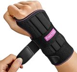 FREETOO Wrist Brace for Carpal Tunnel Relief, Strongest Wrist Support Splint with 3 Stays for Women Men, Adjustable Hand Brace for Sleeping Right Left Hand for Arthritis,Tendonitis,Rose Red(Right,S/M)