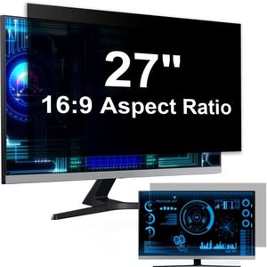 [2 Pack] Computer Privacy Screen 27 Inch for 16:9 Widescreen Monitor, Removable Eye Protection Anti Glare Blue Light Filter, Anti Scratch Computer Monitor Privacy Shield 27 In