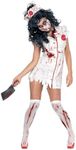 Smiffy's Women's Zombie Nurse Costume, Dress, Mask and Headpiece, National Horror Service, Halloween, Size 6-8, 34132