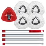 4 Pcs Spin Mop Heads Replacements For Vileda,Spin Mop Replacement Head Set with Base and 30" to 58" Mop Handle,Mop Head Replace,Mop Refills Machine Washable& Easy-to-Replace