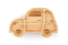 PURELY MAMA - Wheelee- The Car Bamboo Suction Plate for Toddler and Kids Led Weaning, BPA Free, Plastic Free, Organic and Eco Friendly.