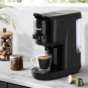 Vevare 3in1 Capsule Coffee Machine Dolce Gusto Coffee Machine 19 Bar Pressure and 1450W Automatic Coffee Maker for Single Serve Black