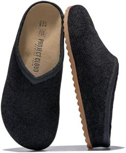 Project Cloud Casual Clogs for Women - Genuine Leather SmartFoam Arch Support Insole Womens Slippers Cashmere Knit Slides - Slip On Shoes for Women Non-Slip Mules & Clogs (Nella, Black Knit,11M)