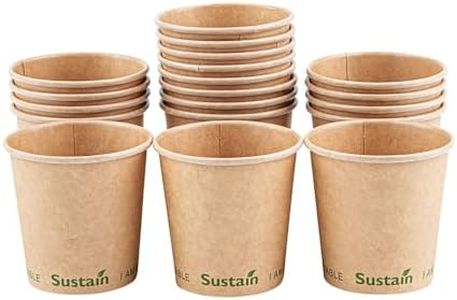 Sustain 4 Ounce Hot Cups, 50 Single Wall Coffee Cups - Lids Sold Separately, Leakproof PLA Coating, Compostable Kraft Paper Cups, Tolerates Up to 212F, for Hot Or Cold Beverages - Restaurantware