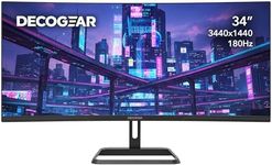 Deco Gear 34” Ultrawide Curved Gaming Monitor 3440×1440 UWQHD, 180Hz, 1ms MPRT, VA Panel, 1500R, HDR Ready, 100% sRGB, Adaptive Sync, Dual HDMI/DP, 21:9, VESA Mount, Tilt Adjustable - American Seller