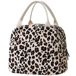 EurCross Leopard Canvas Insulated Lunch Cool Bag for Adults Women Ladies Work, Chic Lunch Box Tote Bag for Girls School or Outdoor Picnic Daily Use