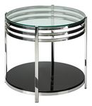 Cortesi Home Lavia Contemporary Two Tier Round Glass End Table