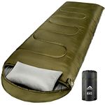 MEREZA Sleeping Bag for Adults Mens Kids with Pillow, Cold Weather XL Sleeping Bag with Compression Sack for All Season Camping Hiking Backpacking