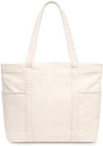 TOPDesign 6-Pack Canvas Tote Bags with 3 Exterior Pockets & Zip Top