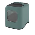 Rotho MyPet Biala Cat Litter Tray with Hood and Scoop, Made of Recycled Plastic, Green/Anthracite, 51 x 39.5 x 44.3 cm