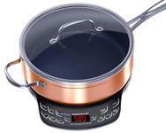 Nuwave PIC Flex Induction Cooktop, 45 Temps 100°F-500°F, 600-1300W, 6.5" Coil, for Dorms/RVs/Hotels, with 4Qt Ceramic Pan