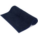 ROSMARUS 50 × 80 cm Bobble Chenille Quick Dry Bath Mat, Non-slip Bathroom Mats Machine-washable, Shower Water Absorbent Thick Bath Rug for Bathroom, Tub, Navy