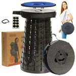 ALEVMOOM Upgraded XXL 50CM Collapsible Stool with Cushion, Telescopic Folding Stools for Adults Max Load 450KG, Retractable Portable Seat for Camping Fishing Hiking BBQ Outdoors