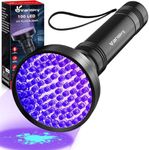 UV Light Blacklight Flashlight, 100 LED Ultraviolet Torch 395nm for Detecting Cat/Dog Urine Stains, Curing UV Resin, OCD Cleaning, Finding Golf Balls/Scorpions
