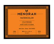 MENORAH – A6 – 100% Cotton Watercolor Sketchbook – 300 GSM- Water Color Paper Loose Sheets (10.5 cm x 14.8 cm)- (18 Sheets / 36 Pages)- Watercolour Artist Sketchbook- Glued End Pad