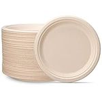 100% Compostable 9 Inch Heavy-Duty Dinner Plates [125 Pack] Eco-Friendly Disposable Sugarcane Paper Plates - Brown Unbleached