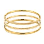 Kainier 3mm 14K Gold Plated Bangle Bracelets 3mm Elegant Thin Round Bangles for Women Stackable Oval Solid Bracelets Sets Ideal Gift for Love