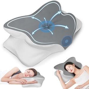 Cervical Neck Pillow, Memory Foam Neck Pillow for Neck and Shoulder Pain, Contour Pillow Orthopedic Bed Pillow with Breathable Pillowcase for Back Stomach Sleepers, Dark Gray