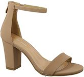 Over The Toe Strap Ankle Wrap Strap Heel Open Toe Medium Heel, Tan, 6