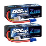 Zeee 4S Lipo Battery 8000mAh 14.8V 100C with EC5 Connector Hard Case RC Battery for Car Truck Tank RC Buggy Truggy Racing Hobby(2 Pack)