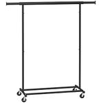 SONGMICS Clothes Rack on Wheels, Heavy Duty Clothes Rail, with Extendable Hanging Rail, 90 kg Load Capacity, Easy Assembly, Portable, Black HSR13BKV1