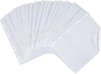 JKG® 50 Pack A4 Clear Poly Pockets - Plastic Punched Pockets A4 Organizer | Strong A4 Plastic Wallet Folder | Home, Office, Work Document Wallet | Perfect for Document Files Ring Binder