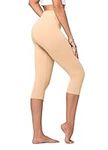 Conceited Ultra Soft Leggings for Women - 3" High Waist in Shorts, Capri & Full Length - Available in Regular & Plus Sizes, Solid - Nude Beige, One Size