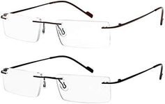 Reading Glasses 2 Pair Rimless Ultra Lightweight Readers for Men and Women Multicoloured Size: 50 mm