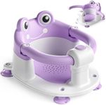 Baby Bath Seat for Babies 6 Months & Up - Toddler Bath Seats for Baby Sitting Up with 4 Suction Cups & Soft Cushion, Non-Slip Infants Shower Bathtub Chair for Newborn Girls, Purple