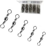 NEJLSD Fishing Snap Swivels Connector High Strength Stainless Steel Terminal Tackle Fishing Line Swivels Connector with Safety Snap (50Pcs)