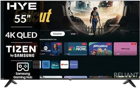 HYE 55 Inch Frameless QLED 4K UHD Smart Display With Wi-Fi, Bluetooth, HDMI & USB – Sleek Flat-Screen For Living or Bedroom – 55" TV 55QLEDS2008 [2025]