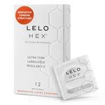 LELO HEX Original Ultra Thin Condoms with Increased Strength, Male Condom, Lubricated Condoms for Men, 2.12-Inch/54 mm Diameter (12 Pack)