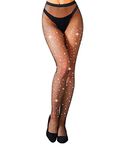 MengPa Women's Fishnets Sparkly Tights High Waist Stockings Sexy Party Pantyhose (Hole-Black) US2466A