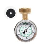 Watflow 2" Glycerin Filled Stainless Steel Water Pressure Test Gauge, Garden Hose Pressure Gauge, House Water Pressure Gauge, 3/4" Female Hose Thread, 0-200 psi/kpa