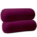 Trance Home Linen 100% Cotton 16x32 inch 200TC Striped Bolster Cover | Round Bed Side Long Bolster Pillow Cover to fit 24" Length 9" Dia | Pack of 2 Bolster Cover only (16x32 inch,Deep Wine)