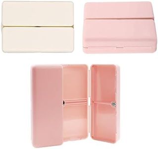 2 Pack Small Pill Organizer, Portable Pill Box, 7 Compartments Pill Case, Medication Container, Pill Box for Vitamins/Pills/Supplements, Folding Design (Beige & Pink)