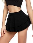 FEEL THE RISE Women's Babydoll Flirty Layered Ruffle Pleated Sexy Naughty Lingerie Mini Skirts for Special Romentic Moments (Small, Black)