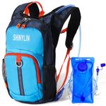 Shinylin 1 Pcs Kids Hydration Backpack with 1.5L Hydration Water Bladder Lightweight Water Backpack Hydration Pack (Blue)