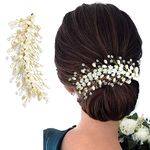 Hair Flare Hair Accessories For Women & Girls, Stylish for Wedding - Artificial Flowers & Pearl Style Juda Bun - Floral Bridal Brooch & Hair Pins - Hairstyle Decoration Bride Clips - 2640