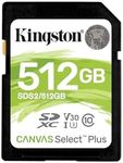 Kingston 512GB Canvas Select Plus SDXC Card | Up to 100MB/s | Class 10 UHS-I U1 V30 | SDS2/512GB