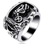 Uloveido Men's Tribal Stainless Steel Biker Eagle Hawk Band Ring for Men, Men's Motorcycle Totem Ring for Dad Boyfriend Friend MT001