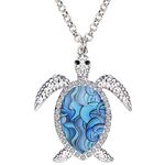 BONSNY Enamel Chain Sea Ocean Floral Turtle Necklace Pendant for Women Kids Girls Charms Fashion Jewelry Gifts (Navy)